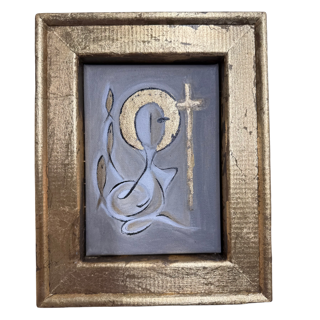 Gold Framed Christian Pavlakis White