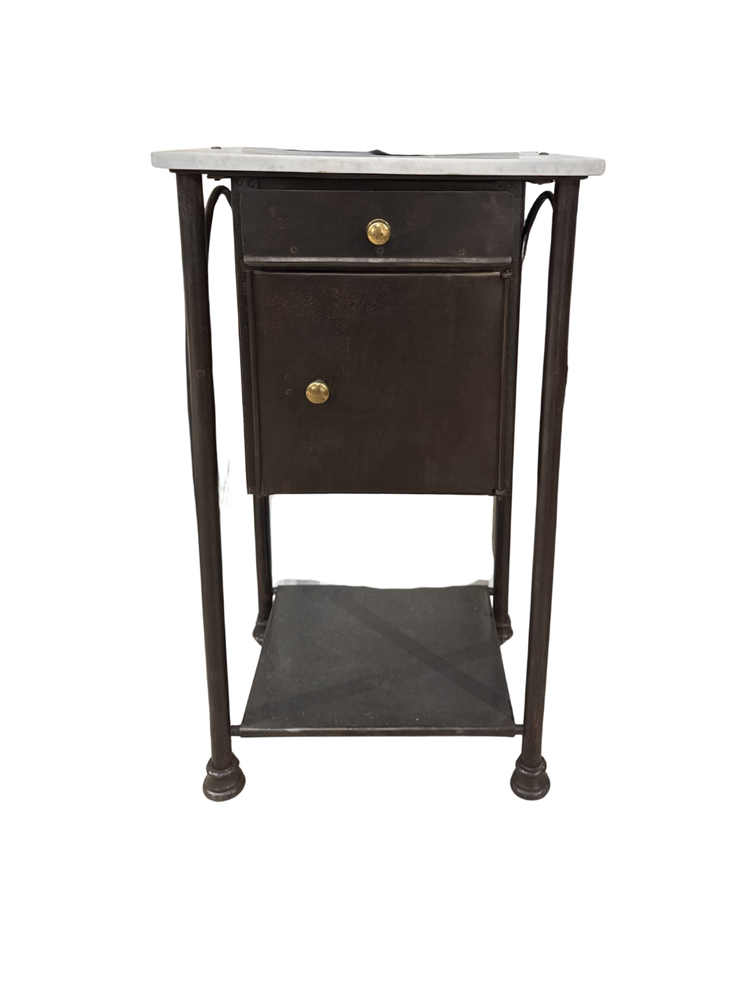 Industrial Metal Bedside Table with Marble Top
