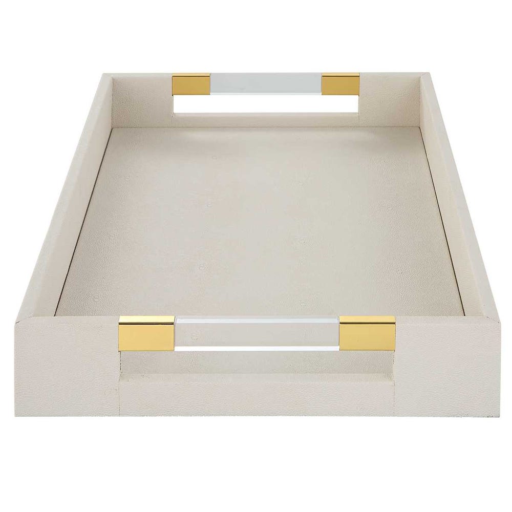 White Tray with acrylic and brass handles