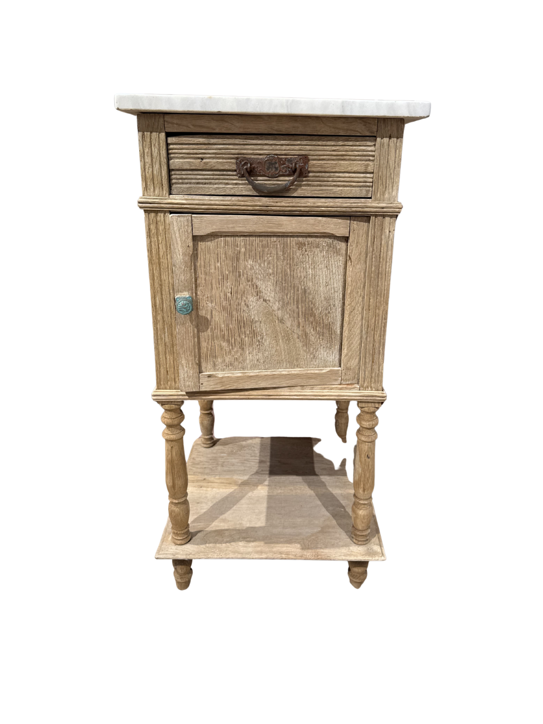 Oak Bedside Table with Marble Top