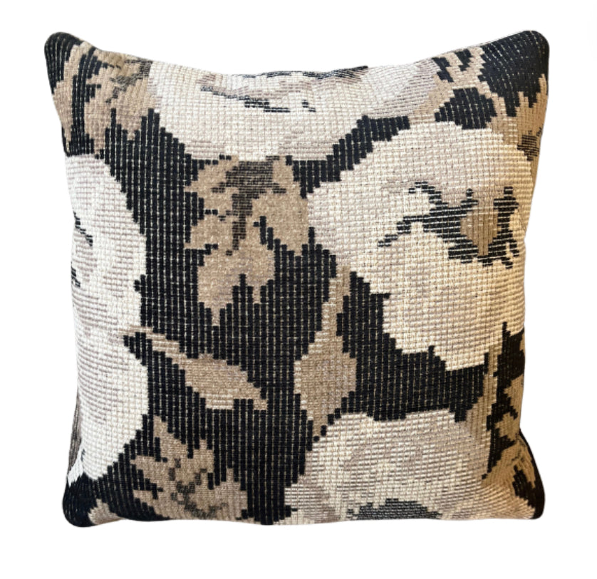 Black &amp; Brown Floral Pillow