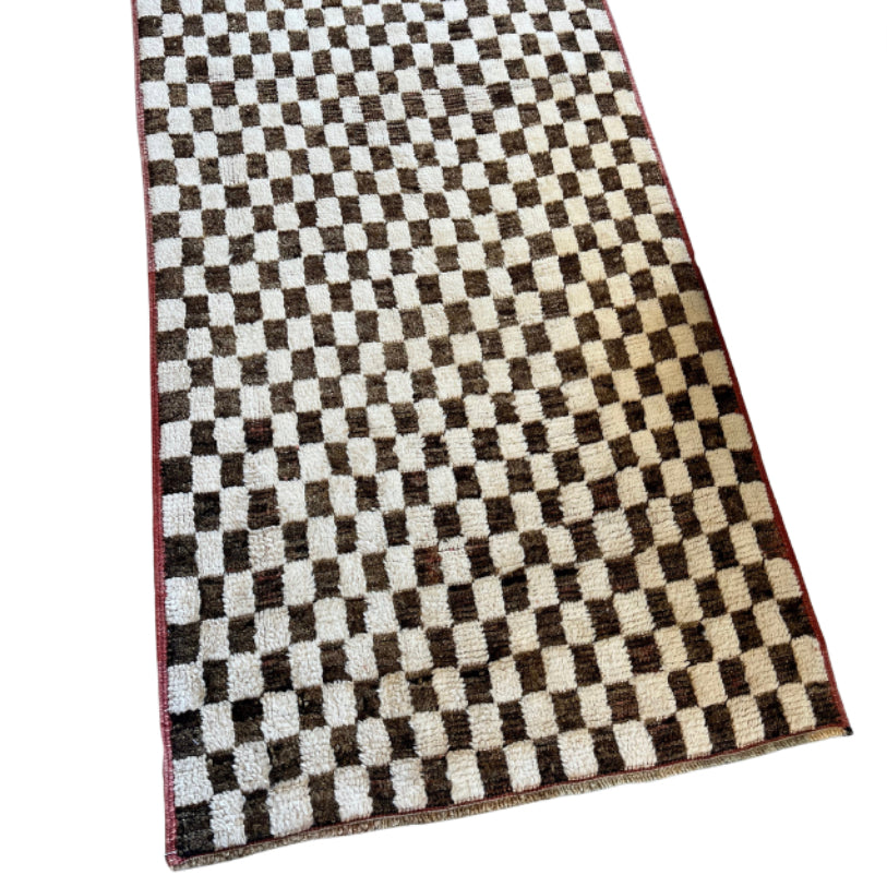 Tulu Brown Checkered Rug