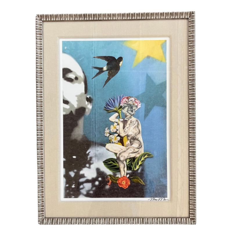 Blue Collage Framed Art