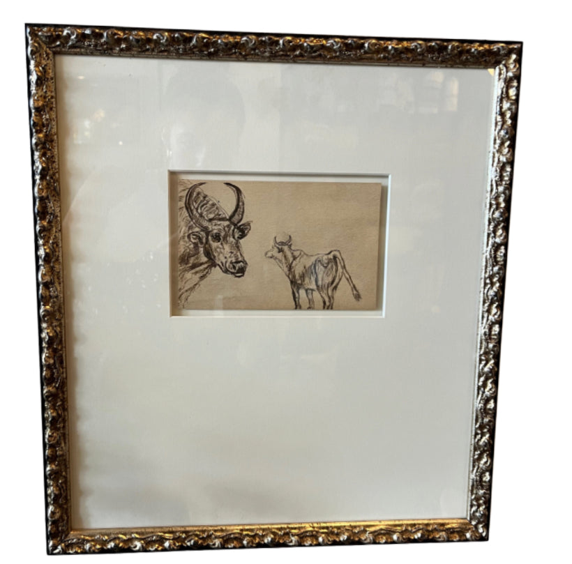 Bull framed art
