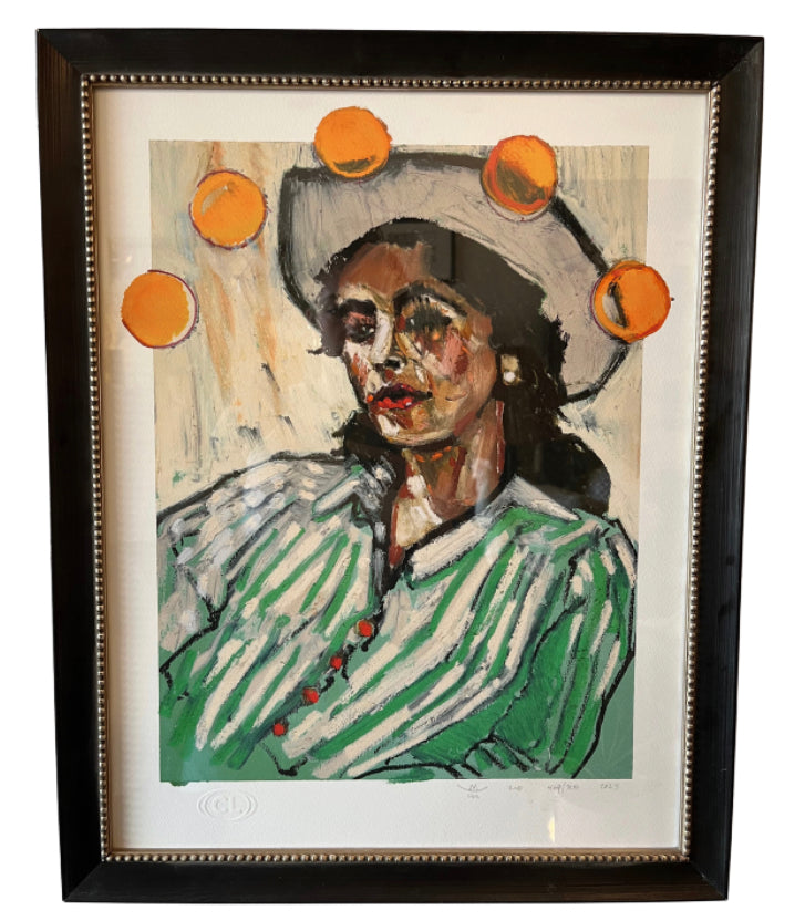 Green and Orange Woman Painting