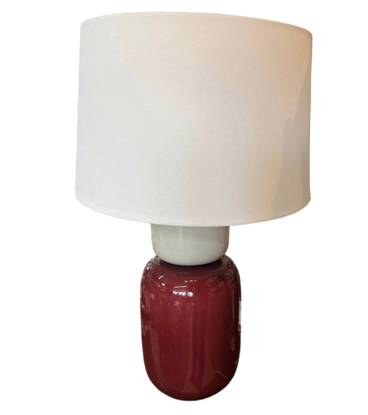Maroon and White Lamp