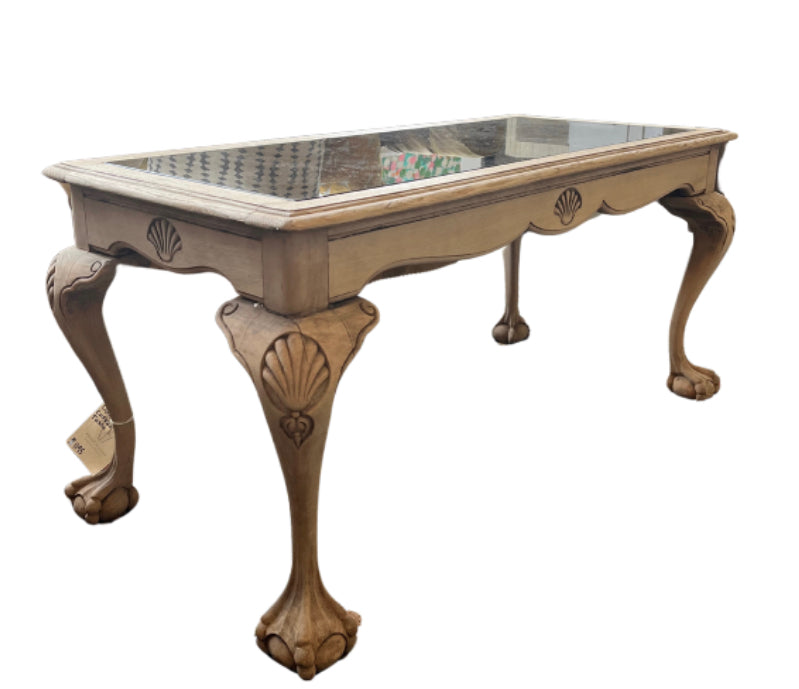 Belgian oak and glass coffee table