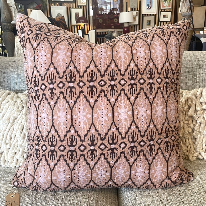 Kantha Cloth Pink Pillow - Large