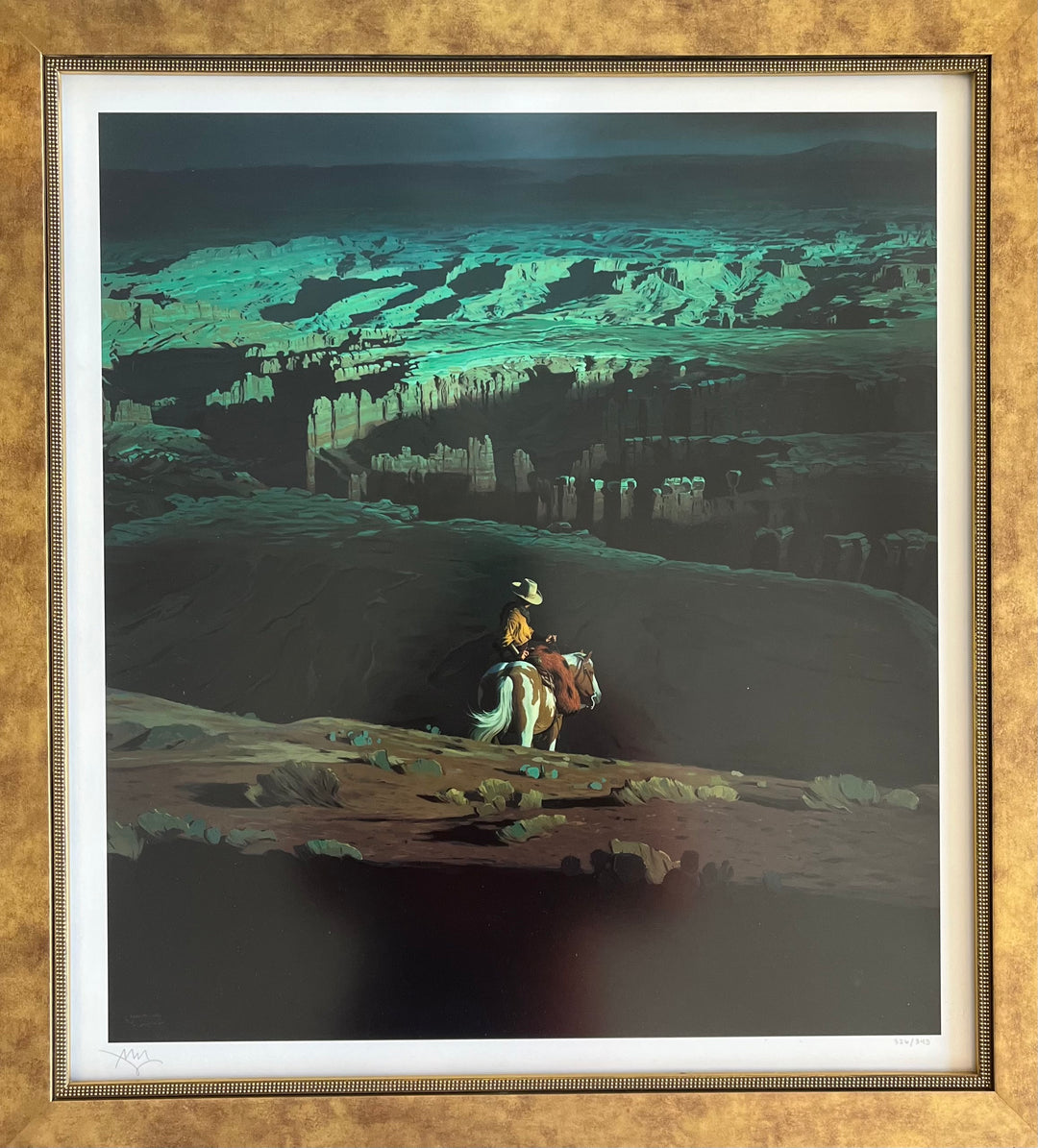 Teal Cowboy Framed Art