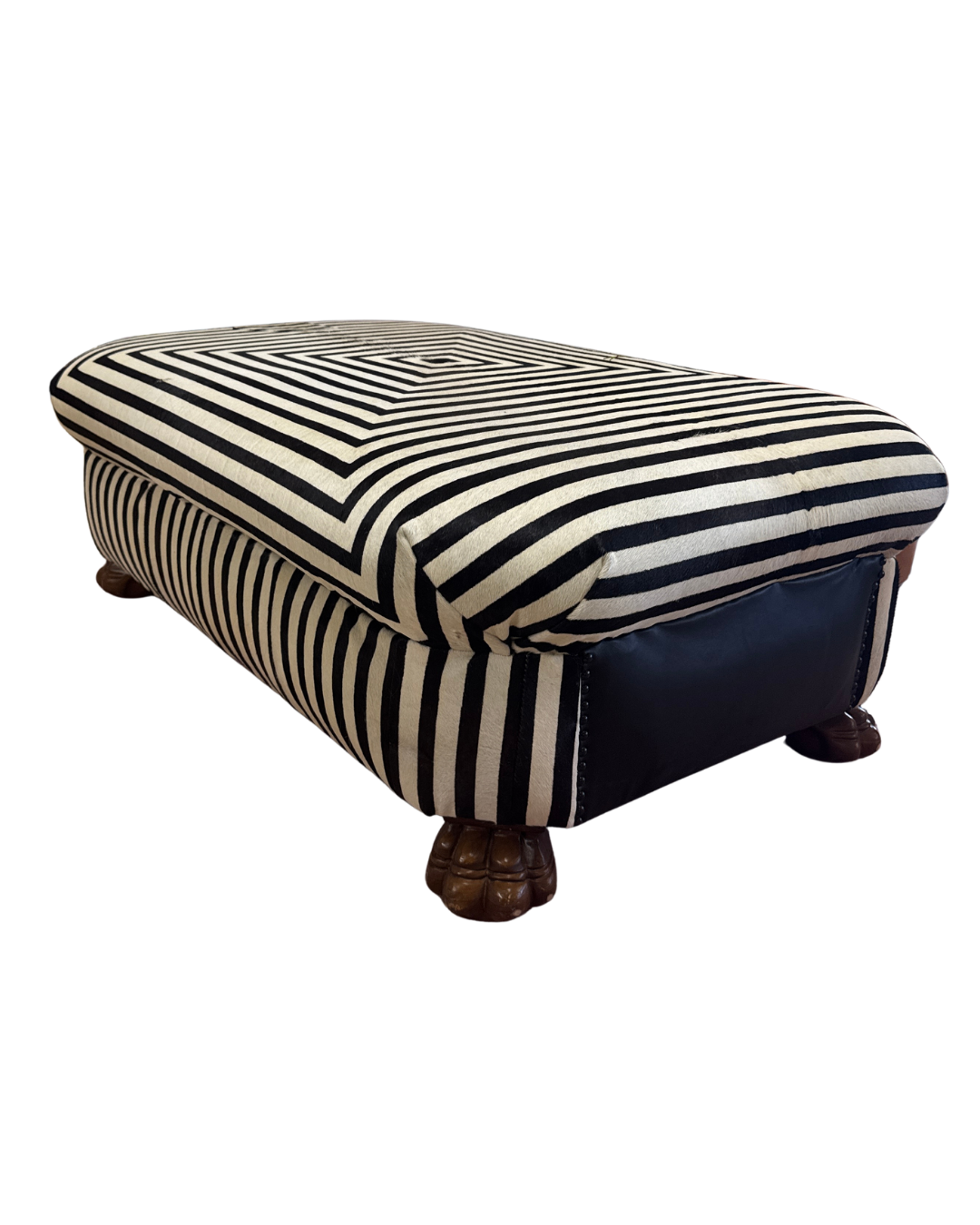 Striped Cowhide Ottoman
