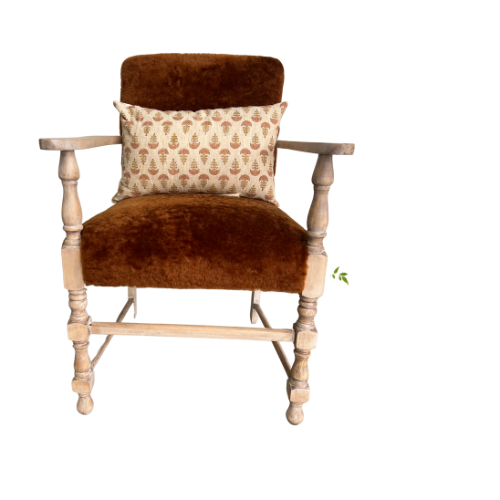 Rust Sheep Fur Chair