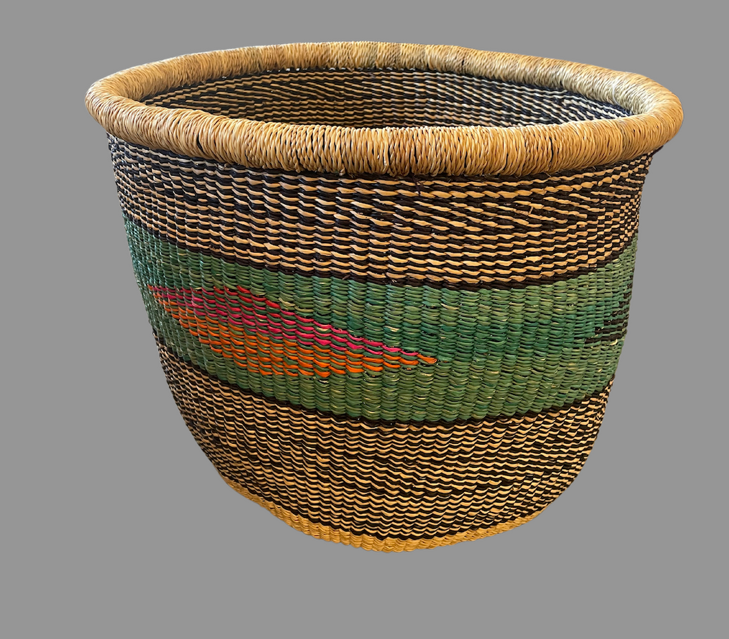 Ghana Flower Pot (Green Stripe)