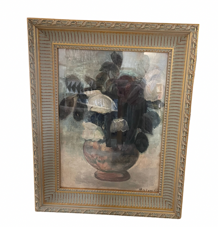 Flower Still Life Art with Gold Frame