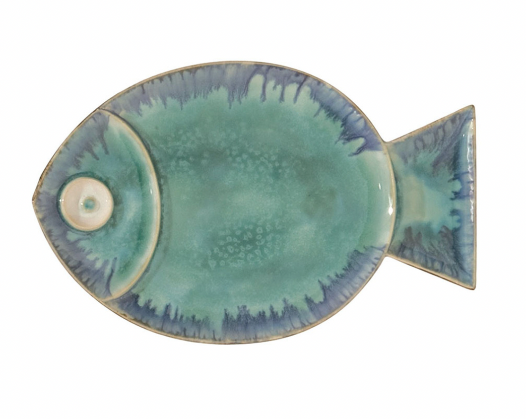 Large Teal Fish Plate