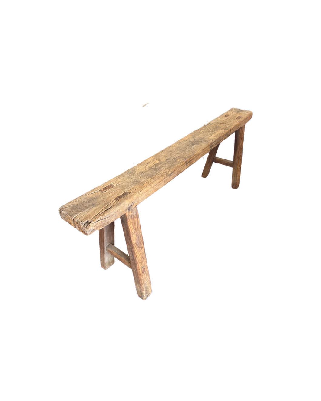 Wooden Skinny Bench with Sheepskin