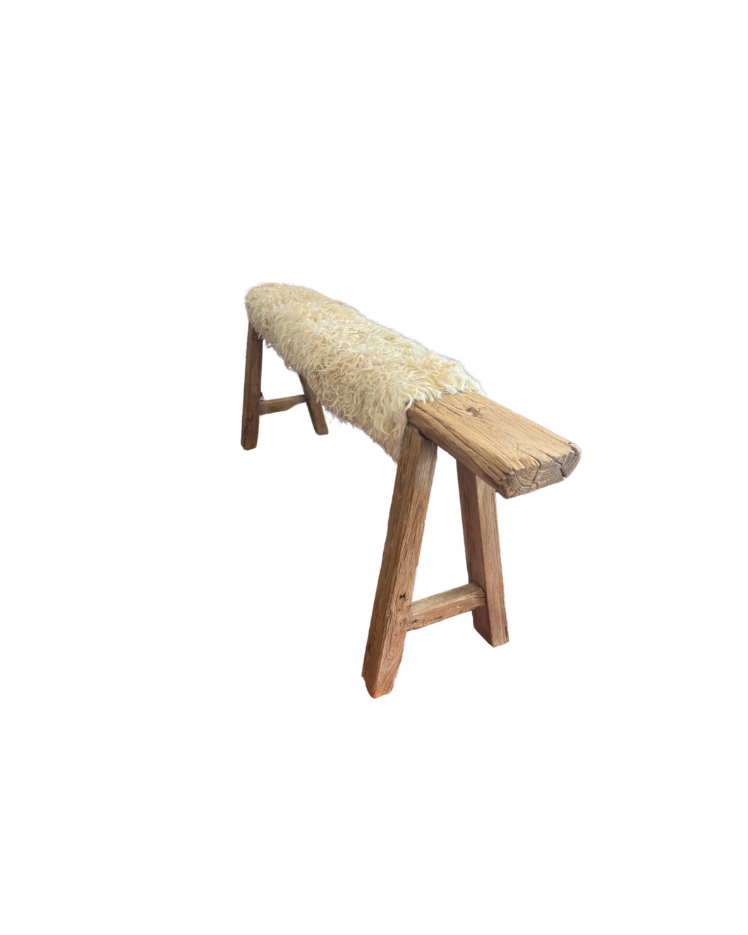 Wooden Bench with Fur