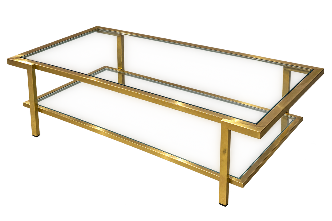 Brass Coffee Table with Glass Top