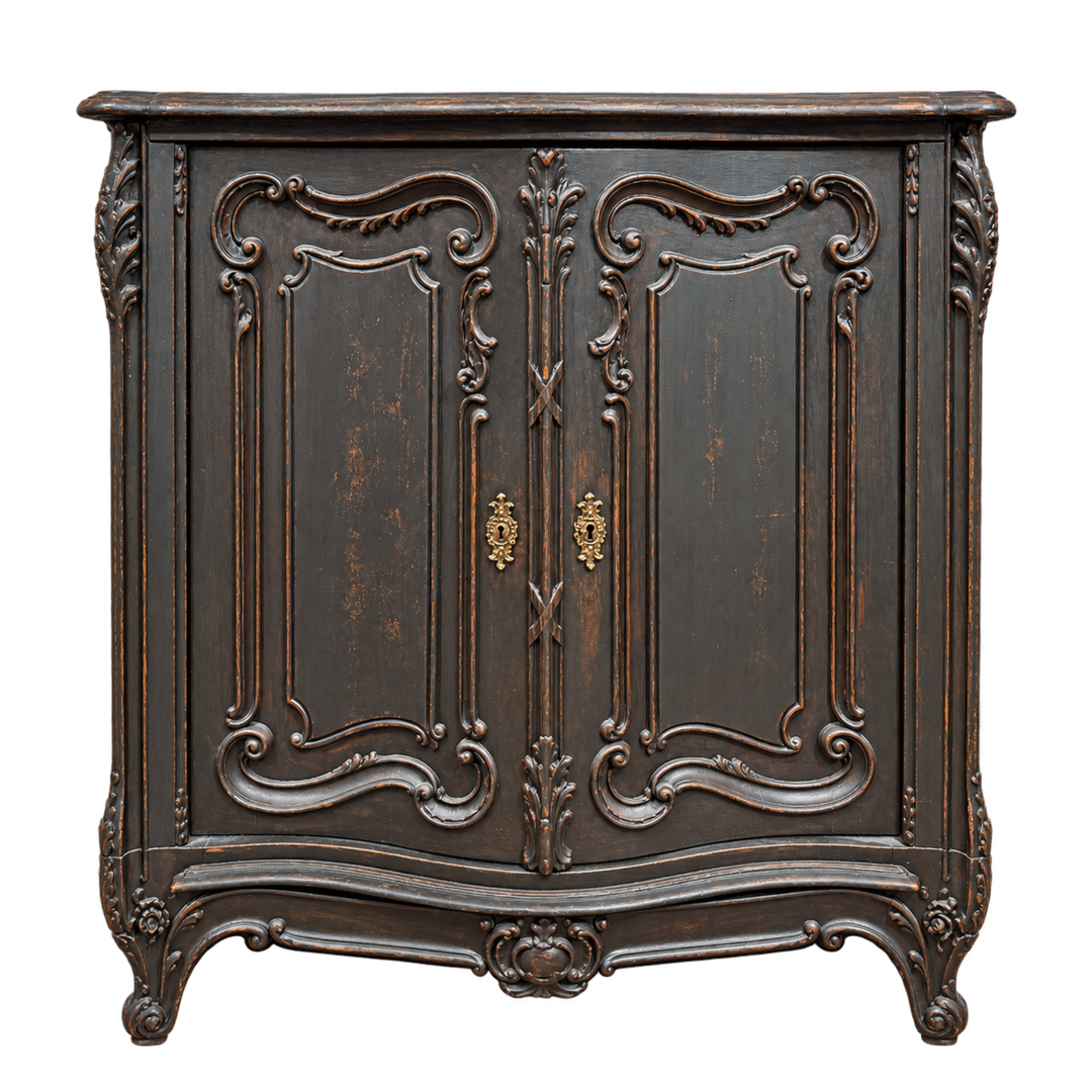 Wood Black Patinated Buffet - French 19th Century