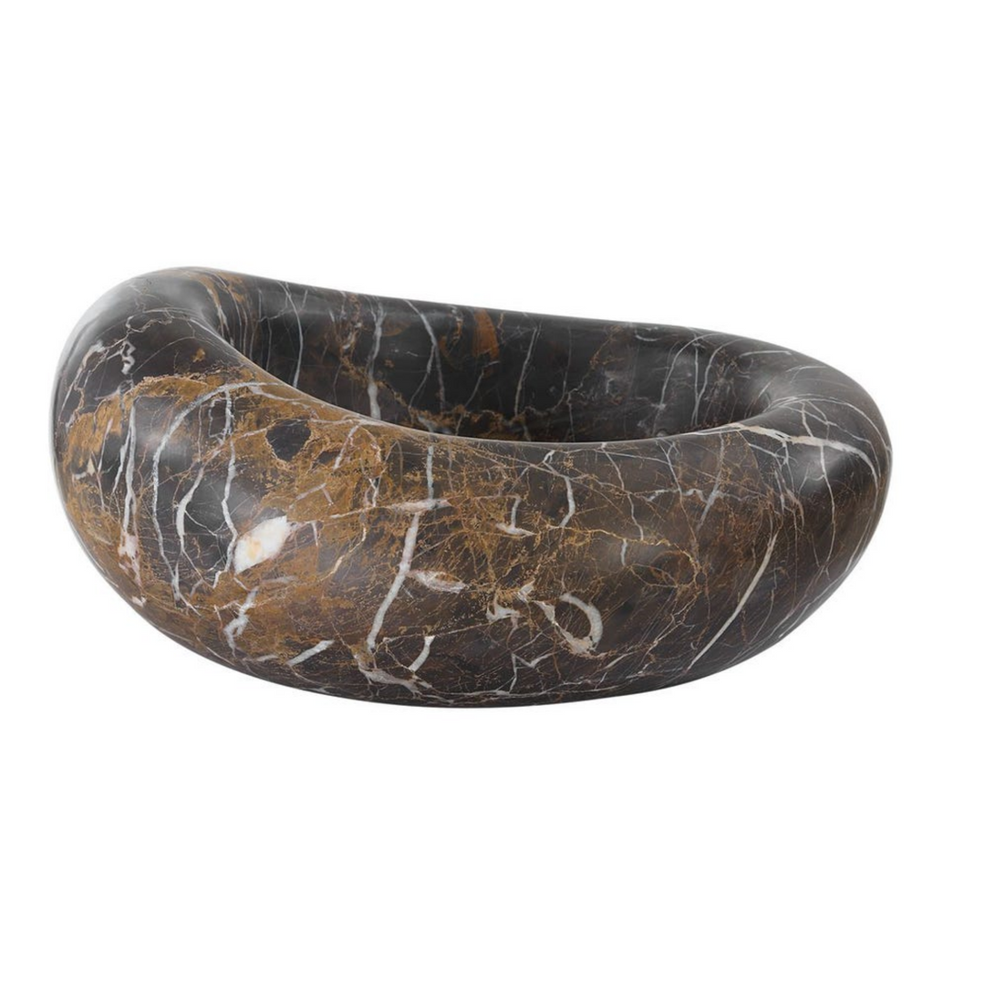 Dark Brown Marble Bowl Large