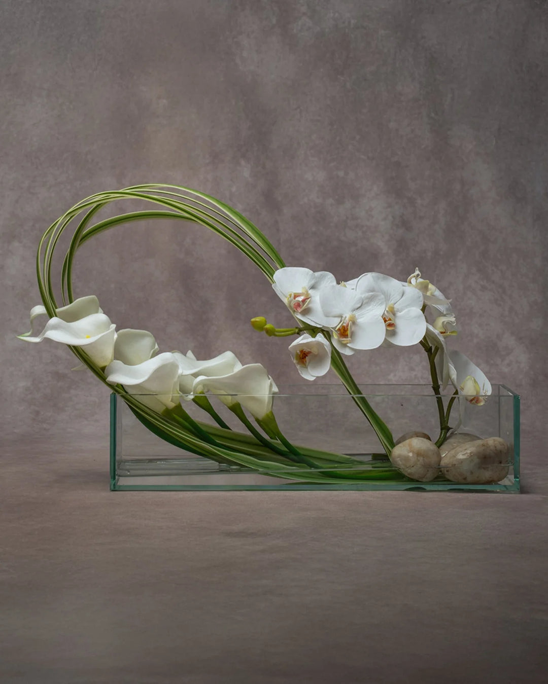 Faux White Cala Lilies and Orchids