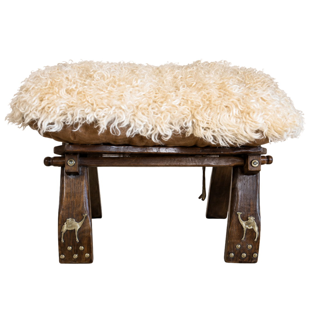 Upholstered Sheepskin Stool