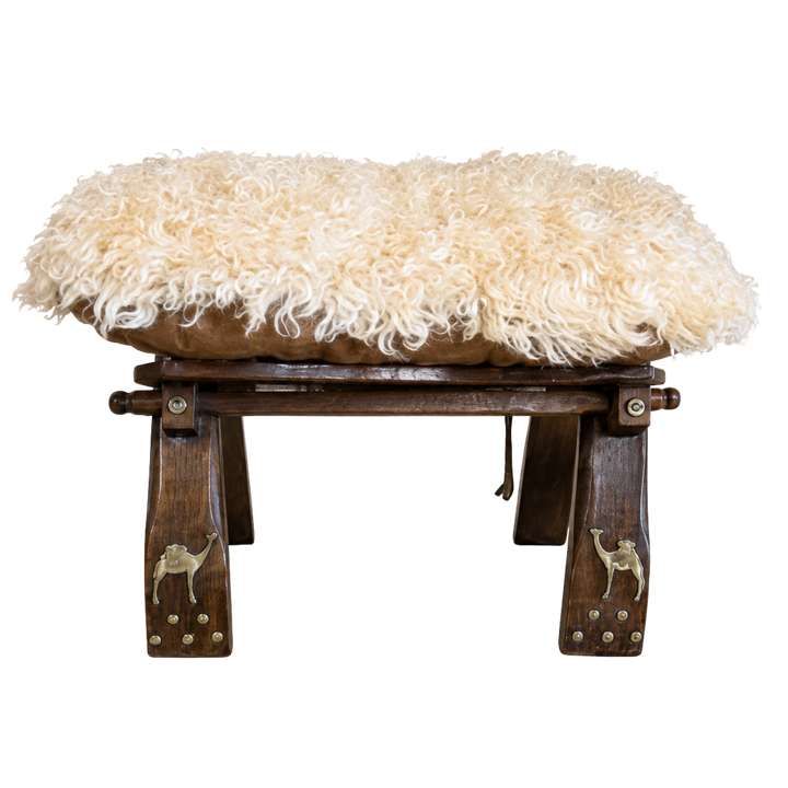 Upholstered Sheepskin Stool