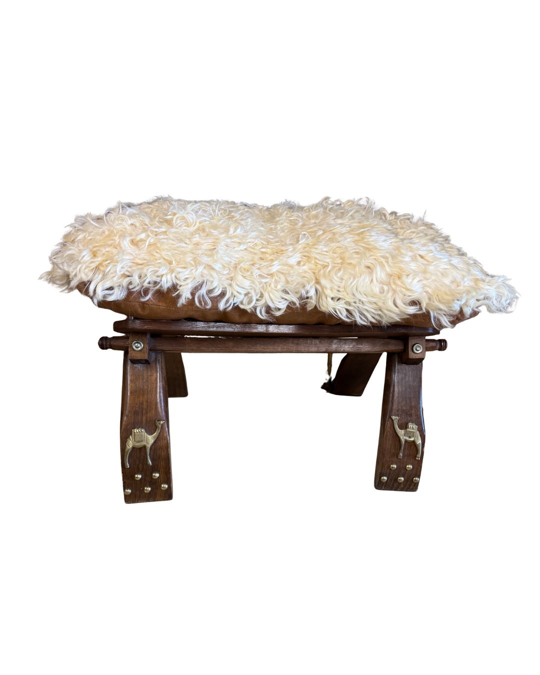 Upholstered Sheepskin Stool