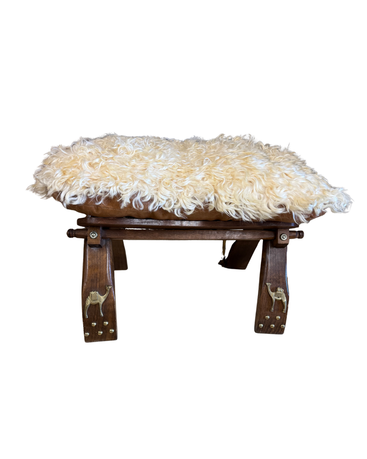 Upholstered Sheepskin Stool