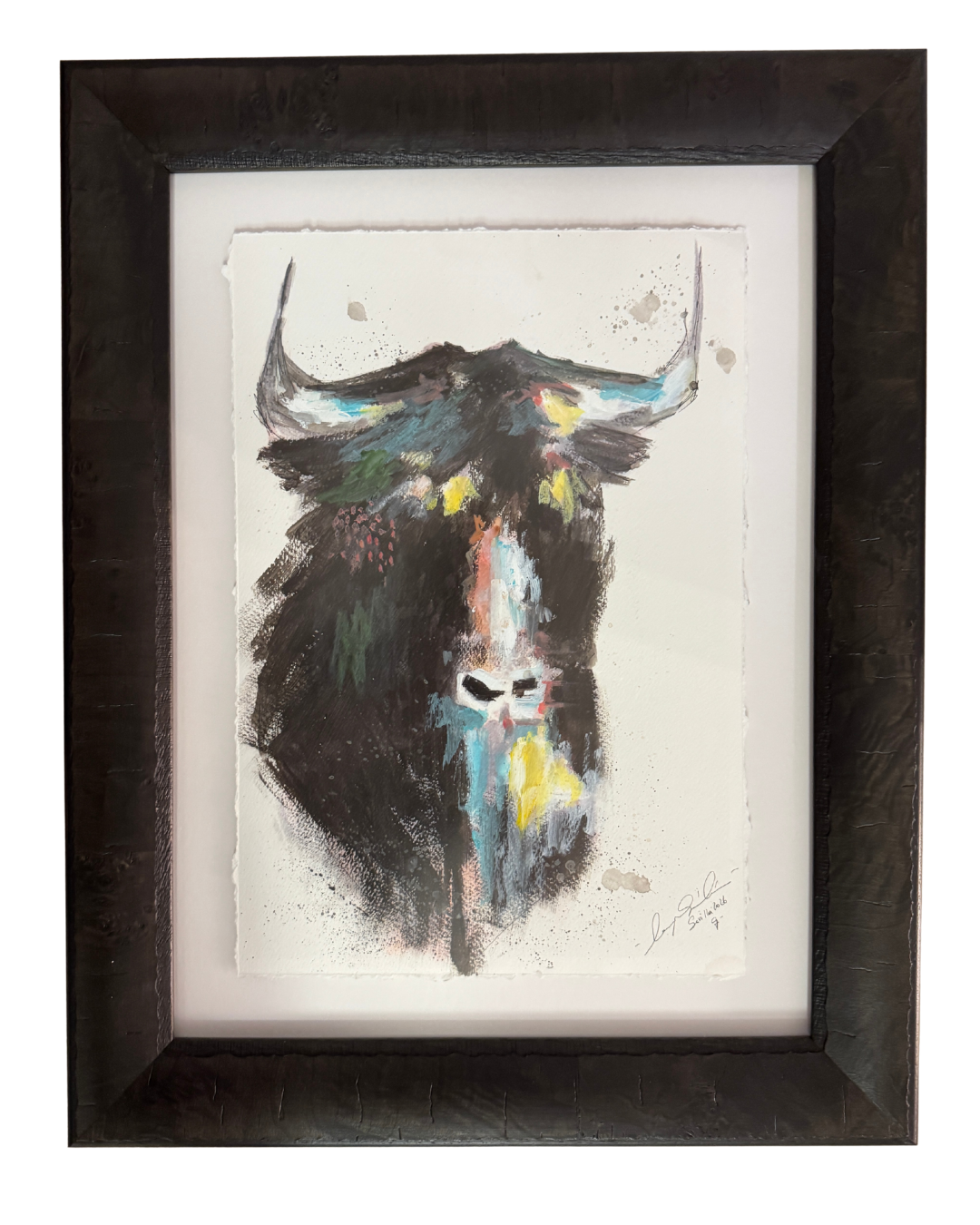 Watercolor Bull Large