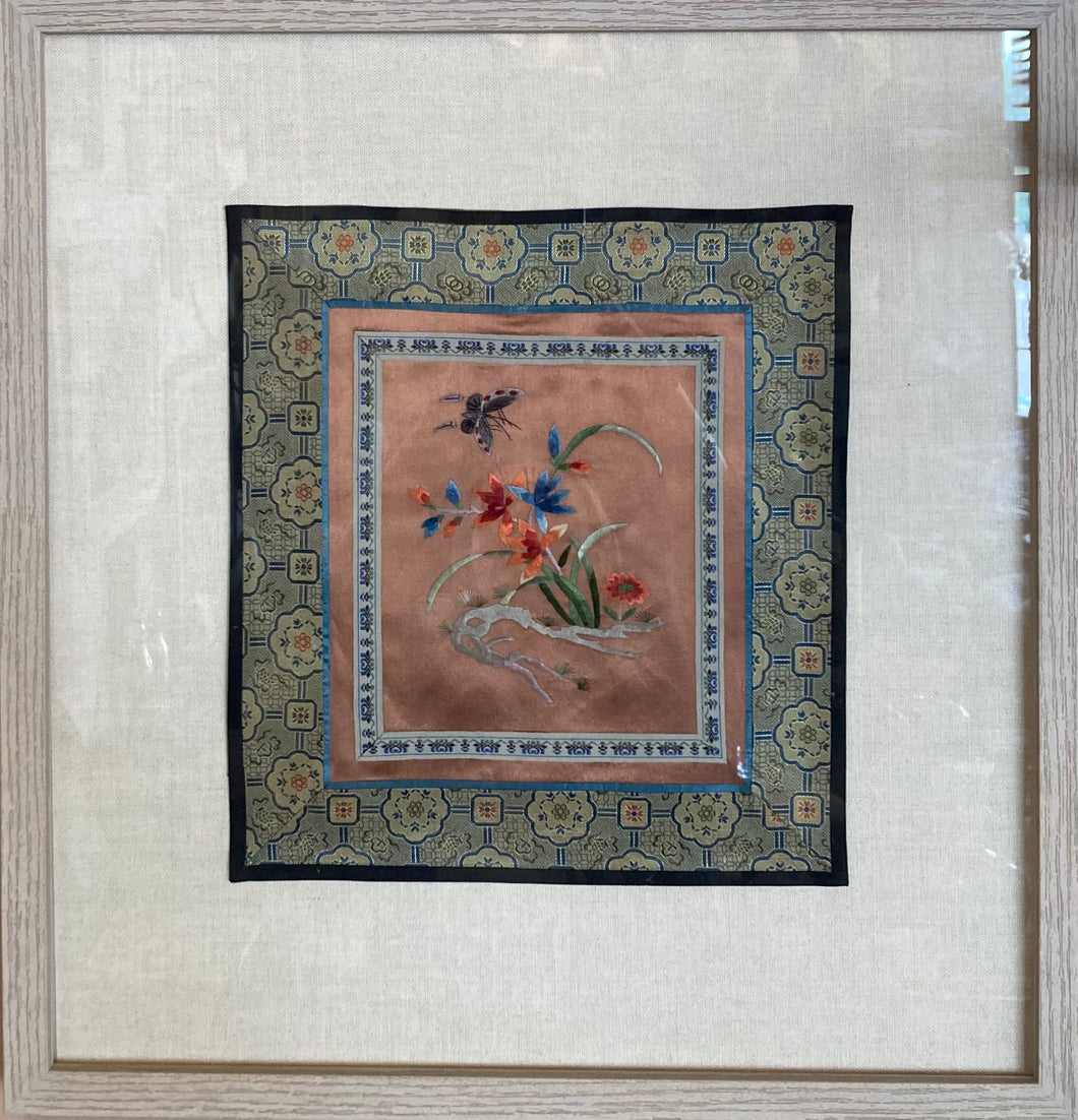 Silk flower framed art