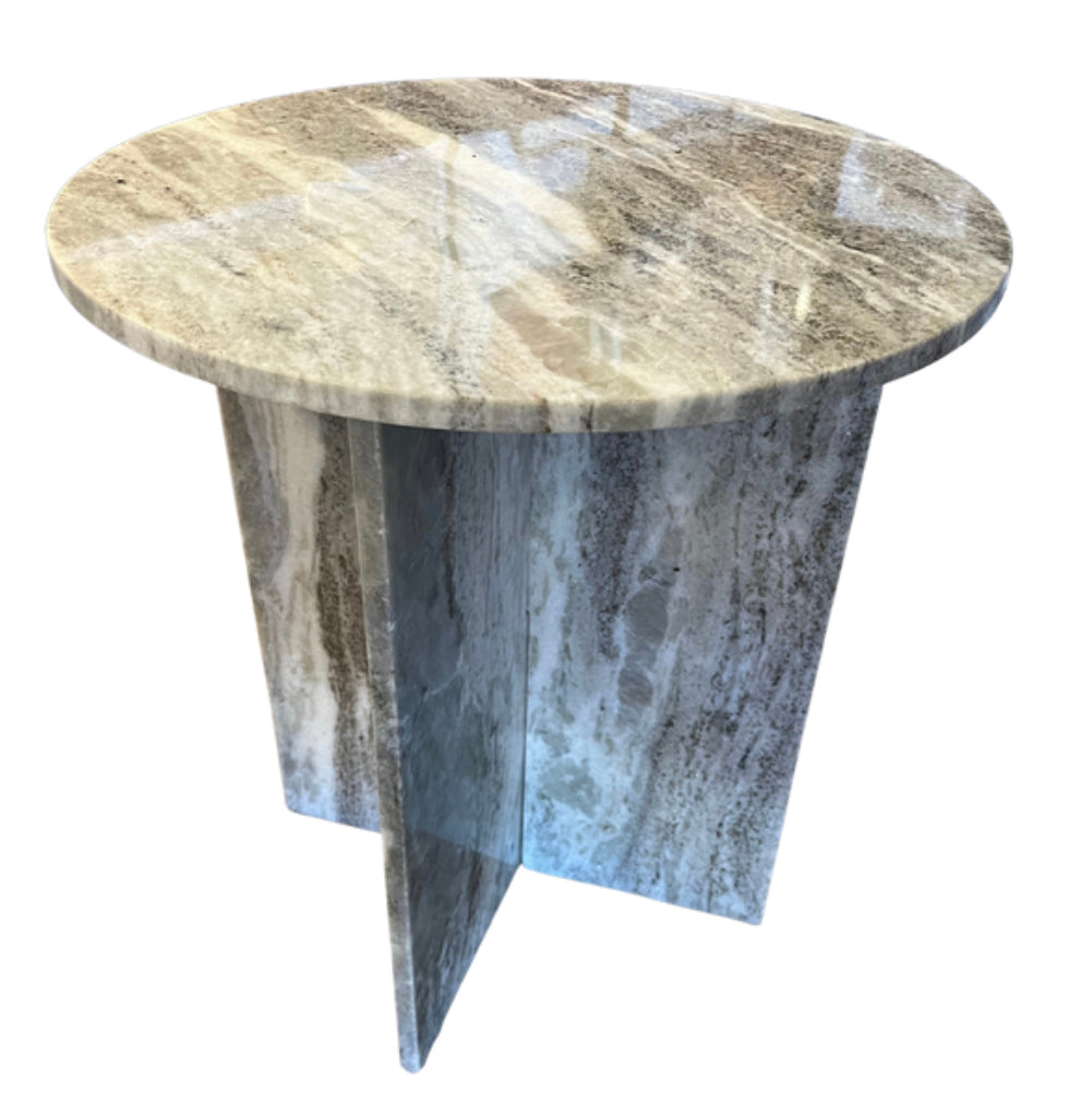 Round marble accent table