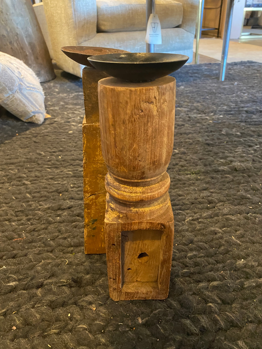 Antique wooden candle holders