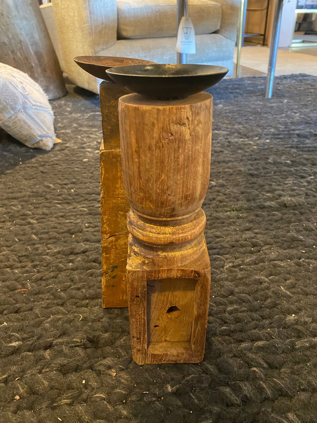 Antique wooden candle holders