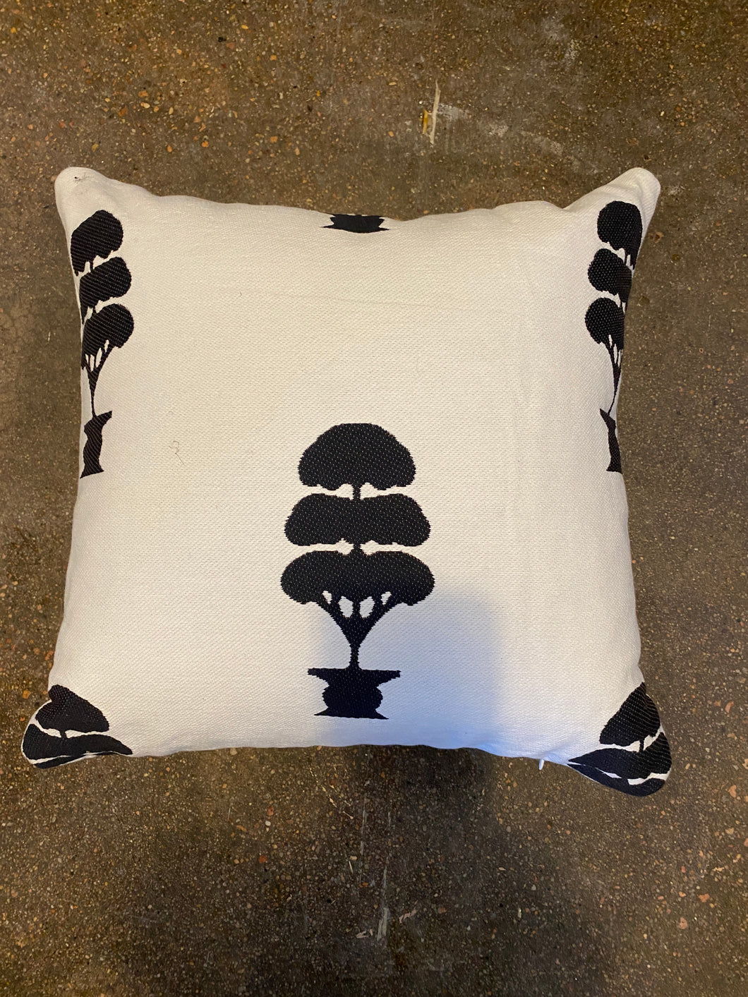 Black + white tree pillow 16x16