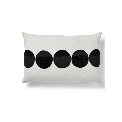 Black + white spot on lumbar pillow