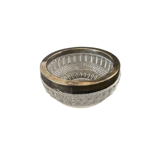 Small Vintage Crystal + Silver Candy Bowl