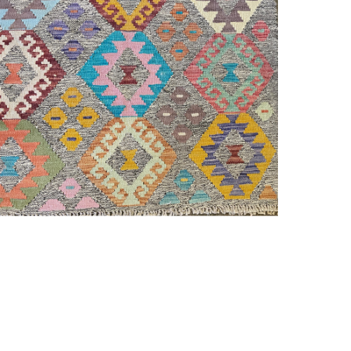 Turkish Rug 7'x8' - Geometric Kilim Diamond Flat Weave