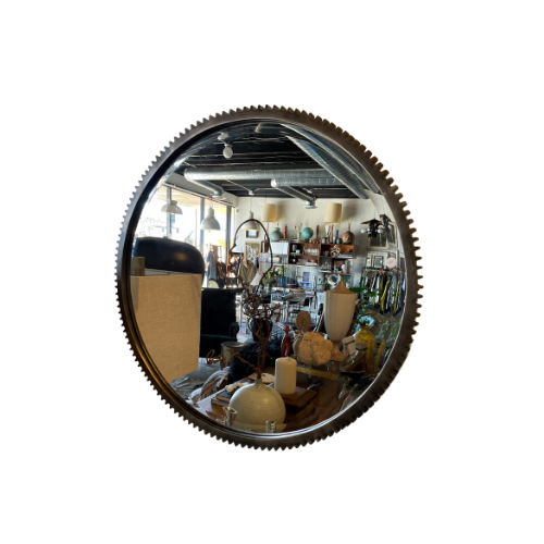 Framed Mirror - Wood Textured Circle