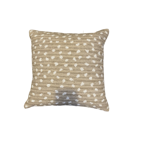 Tan polka dot pillow 16x16