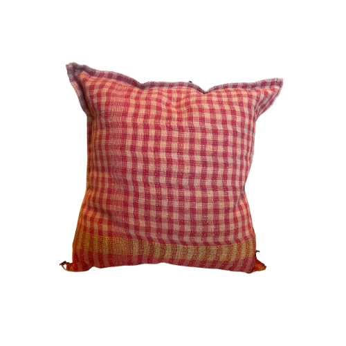 Pink checkered pillow 18x18