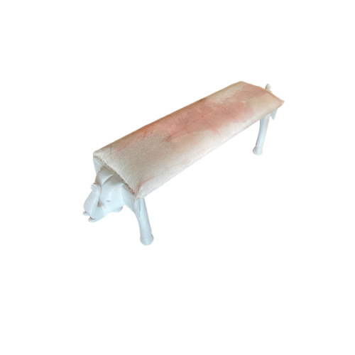 Elephant Bench With Tie Dyed Cowhide