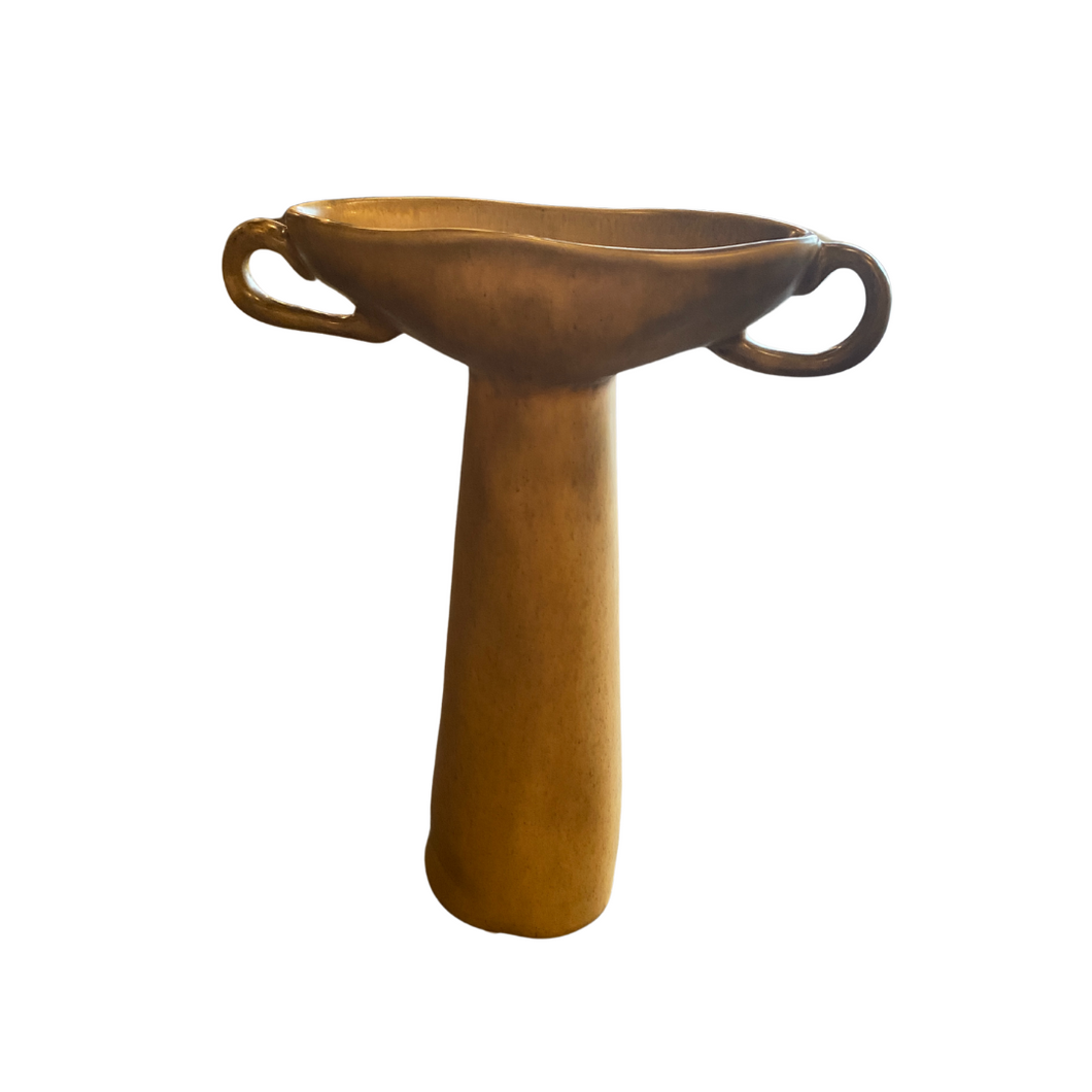 Tan oblong handled vase